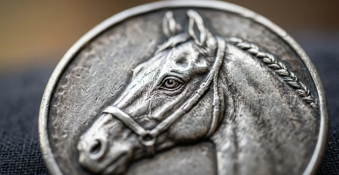 Médaillon équestre en argent avec gravure photo de cheval et détails techniques de personnalisation