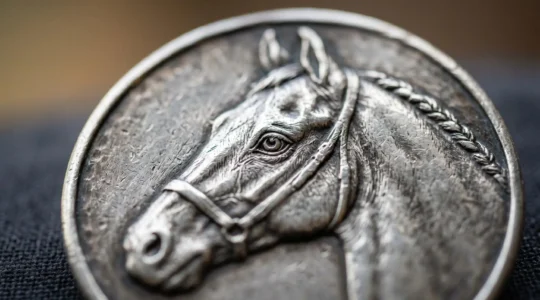 Médaillon équestre en argent avec gravure photo de cheval et détails techniques de personnalisation