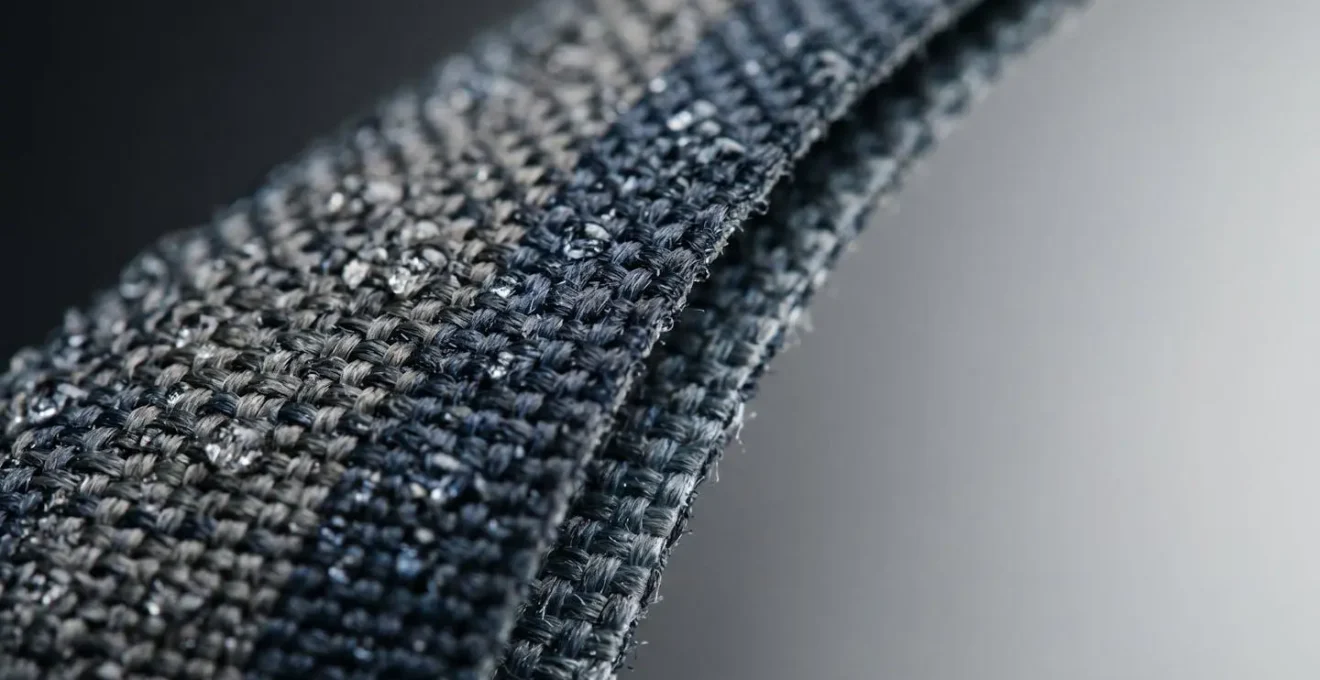 Détail macro d'une membrane textile technique imperméable et respirante pour vêtements équestres